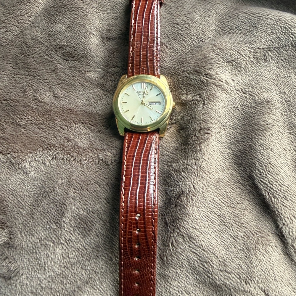 Citizen Eco-Drive Gold Case Brown Strap Watch - Picture 9 of 9
